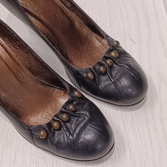 All leather crinkly black heels - Picture 2 of 7